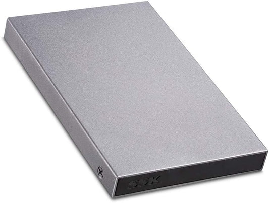 SSK Aluminum USB3.0 to SATA 2.5” External Hard Drive Enclosure Adapter, Ultra Slim Hard Disk Case housing for 2.5 Inch 9.5mm 7mm HDD and SSD, UASP SATA III Supported