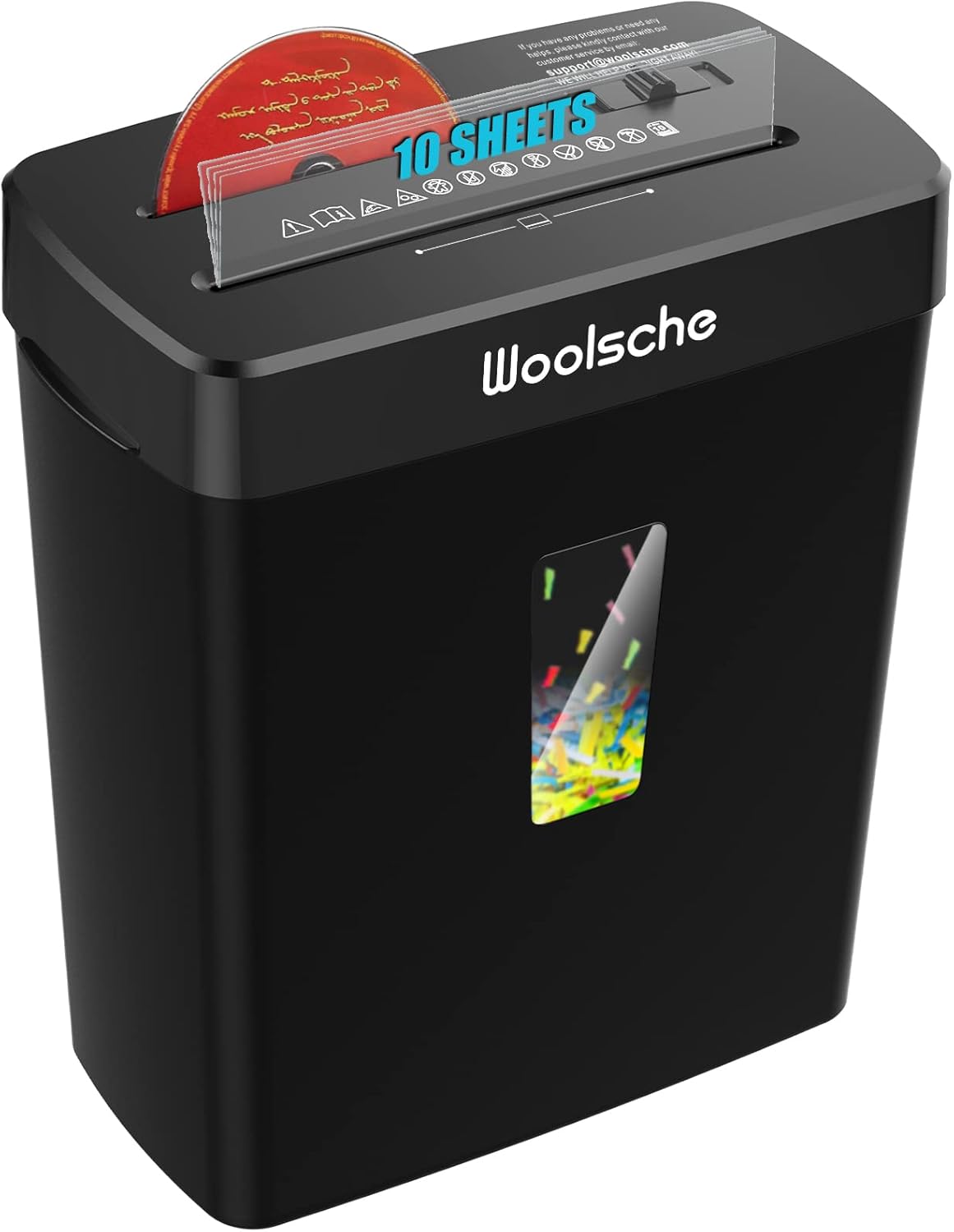 Woolsche Paper Shredder,10-Sheet Cross Cut with 3.43-Gallon Basket, P-4 Security Level,3-Mode Design - Shreds CD and Credit Card,Durable,Fast and Jam Proof for Home Office (ETL Certified)
