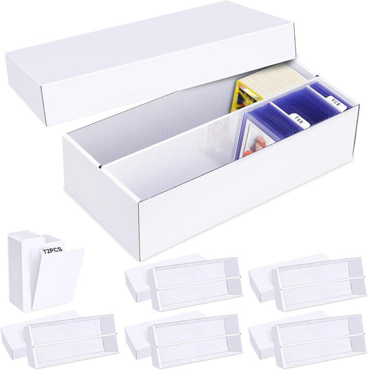 Trading Card Storage Box 6 Pack–1600 Count Cardboard Organizer with Dividers for MTG, TCG, Sports, Toploader