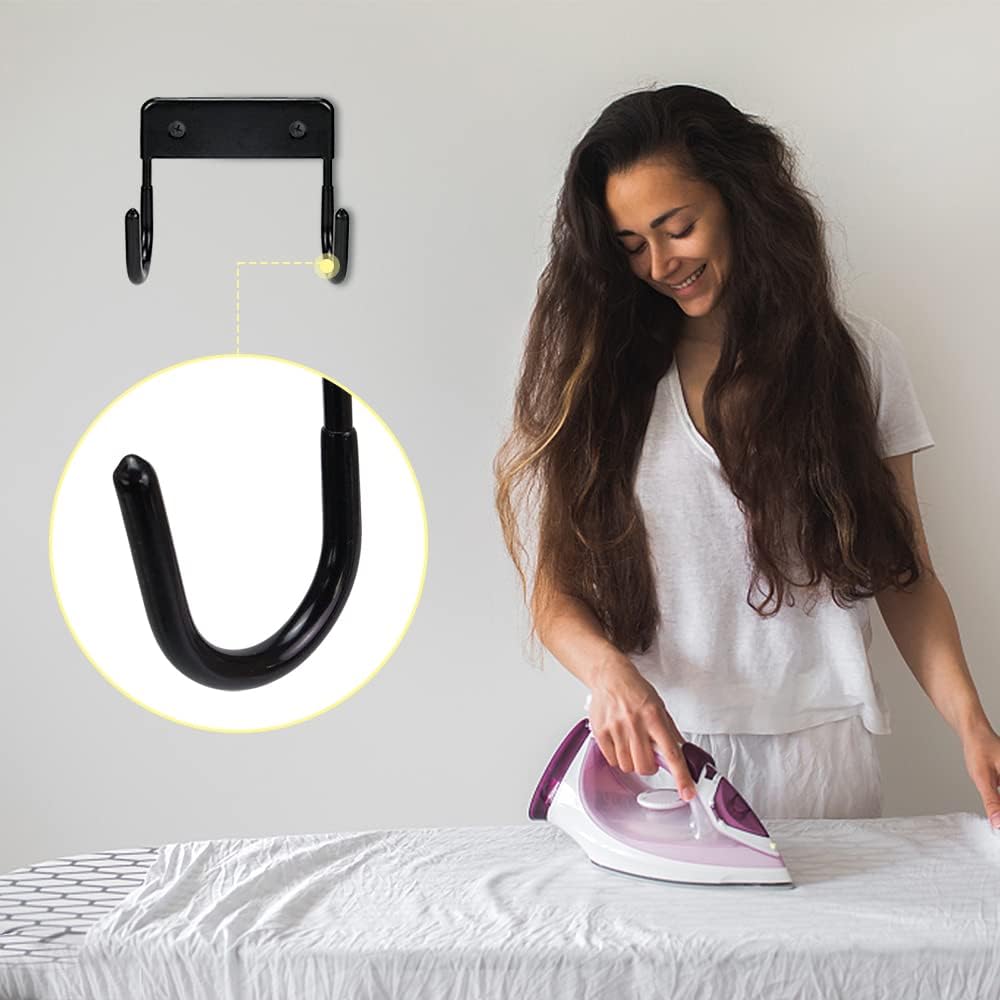 Ironing Board Hanger Wall Mount Ironing Board Holder Organizer Wall Rack for Laundry Rooms Storage Rack Hanging Shelf Hanger (White) (Black)