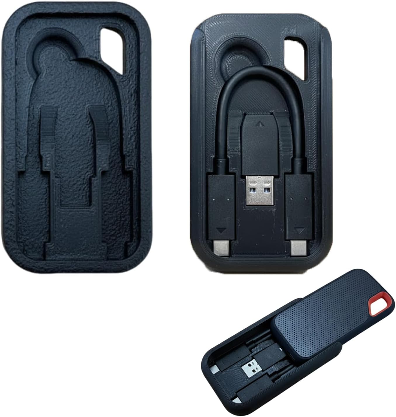 Portable SSD Case for SanDisk Extreme 1TB (SDSSDE61), Compact Protective Case with USB-C Cable and USB-A Adapter Storage