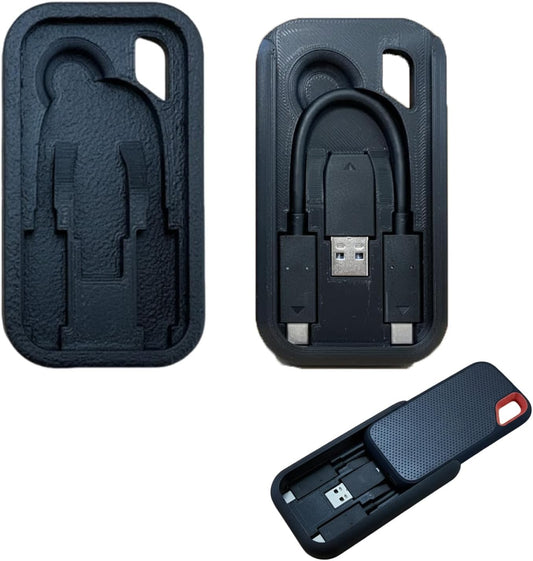 Portable SSD Case for SanDisk Extreme 1TB (SDSSDE61), Compact Protective Case with USB-C Cable and USB-A Adapter Storage