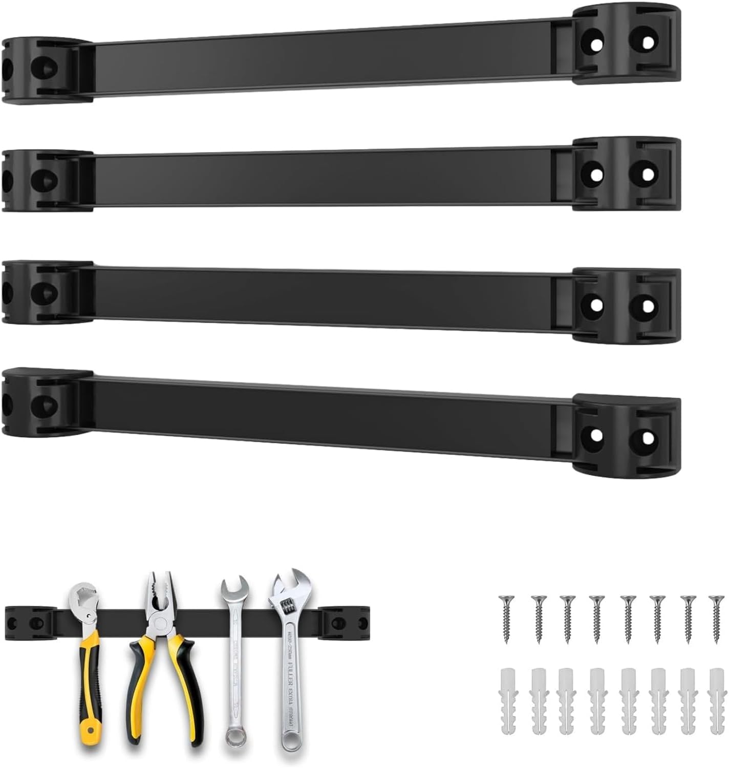 12" Magnetic Tool Holder, 4 Packs Magnetic Storage Strips Magnet Bar PVC Coated for Garage Tool Organizer Mounted Hanging Strip,Heavy Duty of Holder Easy to Install