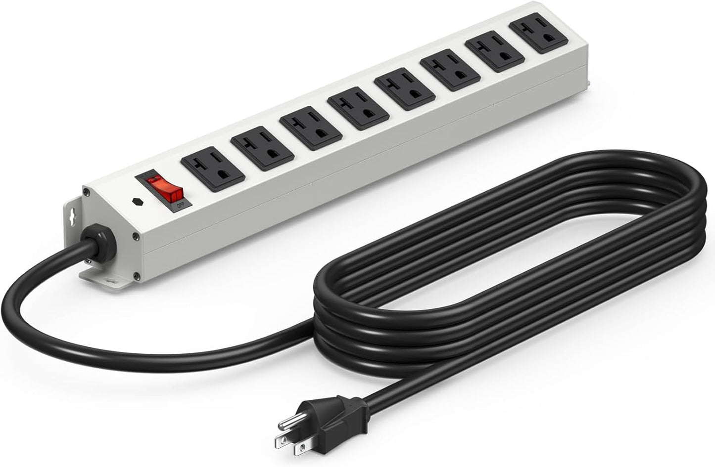 CCCEI 2-Pack Corner Mount Angle Power Strip, Under Cabinet Heavy Duty 8 Outlets Power Strip 20Amp, Metal Desk Plug Surge Protector, Wall Mountable, for Garage, Shop, Kitchen. 6FT Extension Cord.