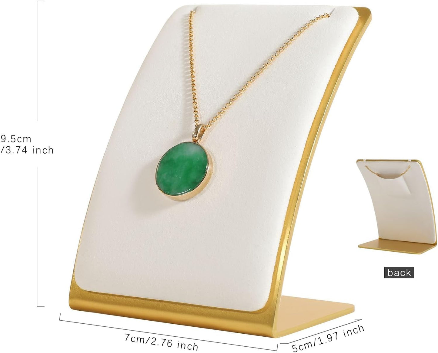 GemeShou White Necklace display stand, Velvet Jewelry necklace display holder for selling, small metal earring neck storage organizer, online jewelry photography props【White】