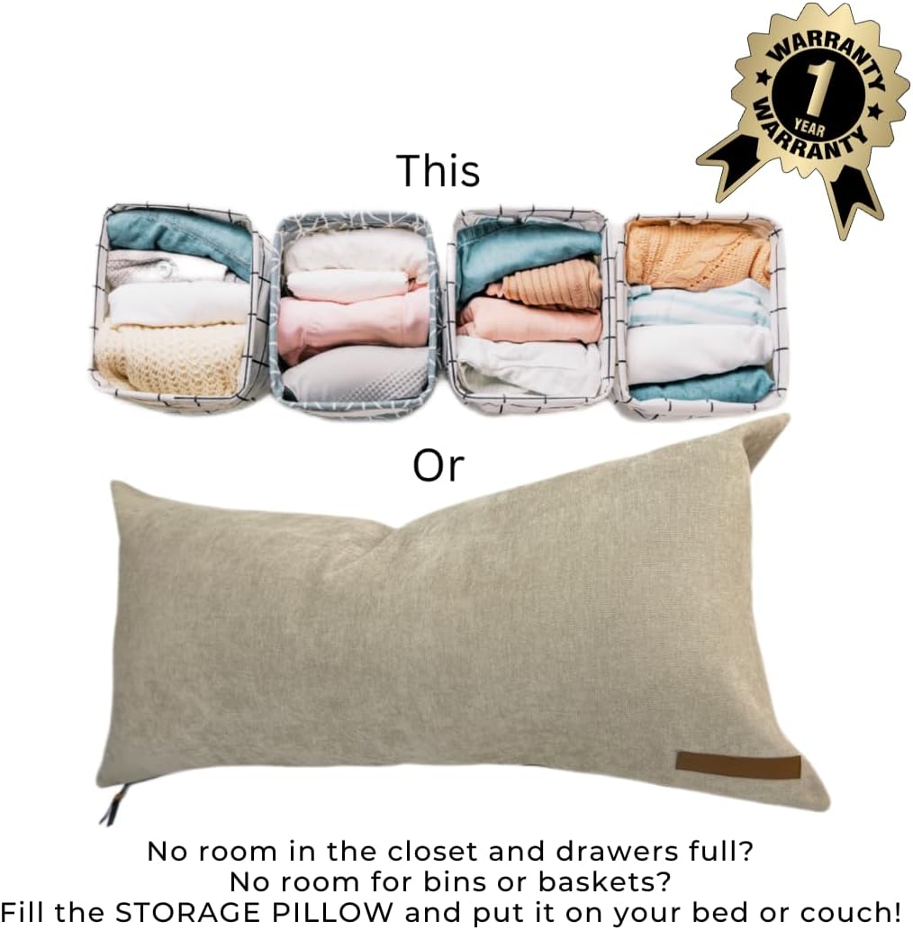 THE STORAGE PILLOW XL zippered storage Pillowcase FILL w Clothes Bedding Blankets to maximize Space - RV Camper Dorm Tiny Home Boat Inside Organization Ideas Accessories - Small Space Storage Solution