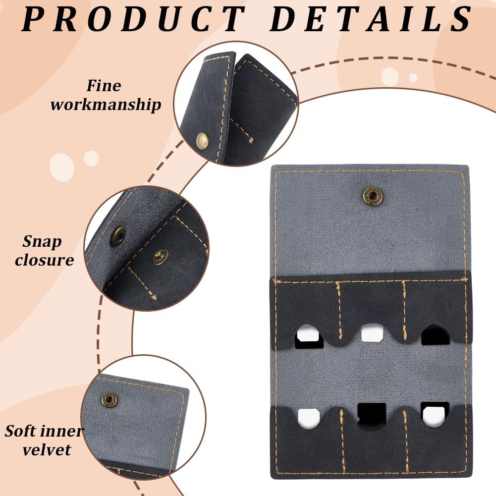 2PCS PU Leather Foldable Gaming Card Organizer Memory Card Holder with Metal Snap Button Portable Retro Leather Guitar Pick Case Micro SD Carry Cover for Travel Daily Storage CFexpress SIM