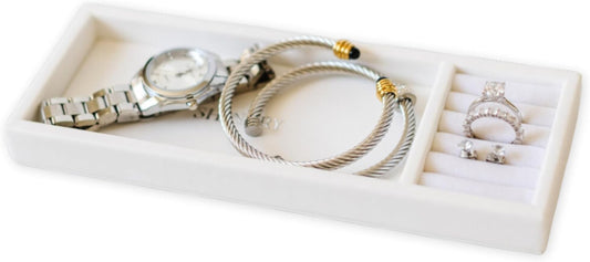 Shinery Jewelry Tray, Organizer for Dresser & Nightstand, Aesthetic Room Decor, Earring Holder, Key Bowl, Trinket Dish, Vanity Storage Box for Rings & Accessories, PU Leather - The Daily Tray
