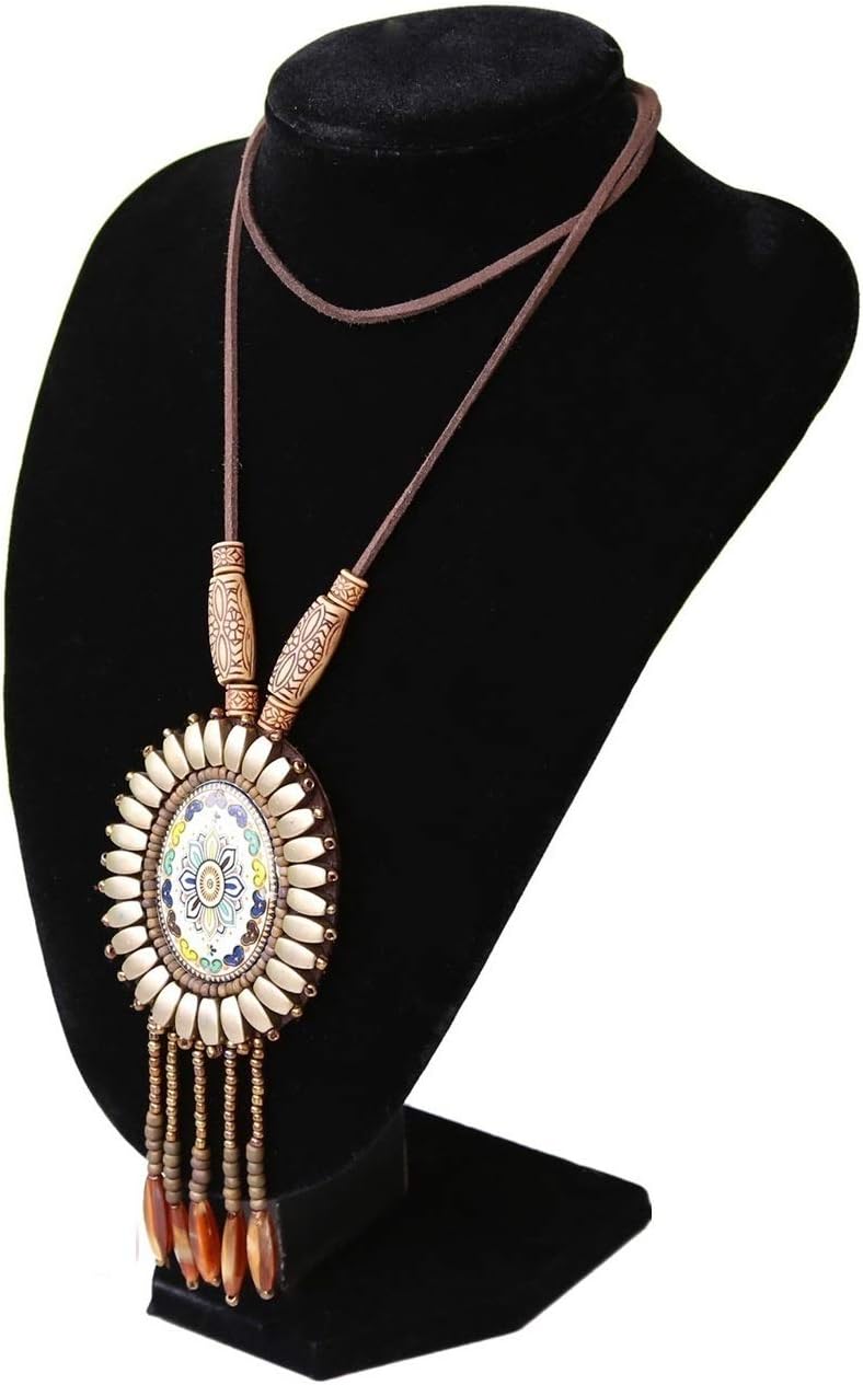 Wudygirl Black Velvet 3-Dimensional Necklace Bust Display Holder Jewelry Neck Pendant Chain Organizer Stand for Women(11.4 inch