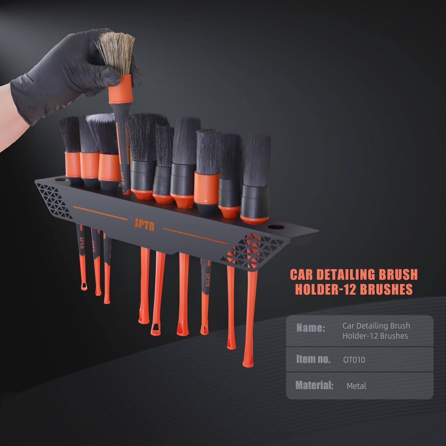 SPTA Car Detailing Brush Holder Detail Brush Rack Detailing Brushes Organizer, Ideal for Garage Workshop, Putting 12 car Detailing Brushes
