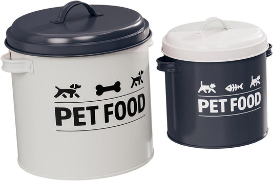 2 Pieces Dog Treat Container Airtight,Lidded Cat Dog Treat Bin, Iron Food Canister Pet Food Storage Container for Kitchen,