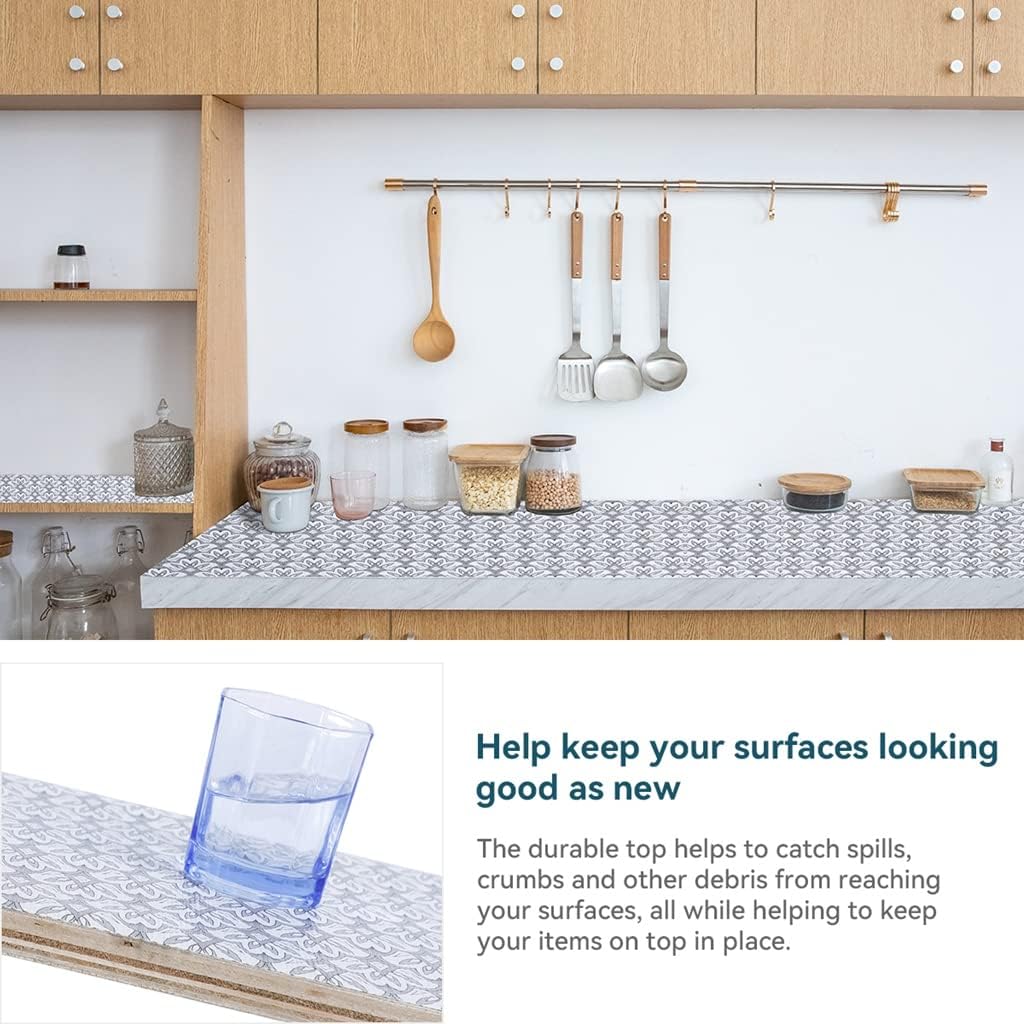 2 Rolls 12" W x 120" L Floral Drawer and Shelf Liner for Cabinets, Non-Adhesive Strong Grip Non-Slip Flower Shelf Cabinet Kitchen Shelf Liners for Kitchen Cabinets