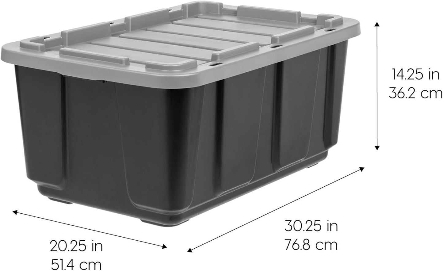 IRIS USA 27 Gallon Heavy Duty Truck Bed Toolbox Storage Tote Bins with Lids, 4 Pack - Made in USA, Tough Snap On Lockable Lid Stackable Industrial Tubs, Garage Organization Reusable Box - Gray