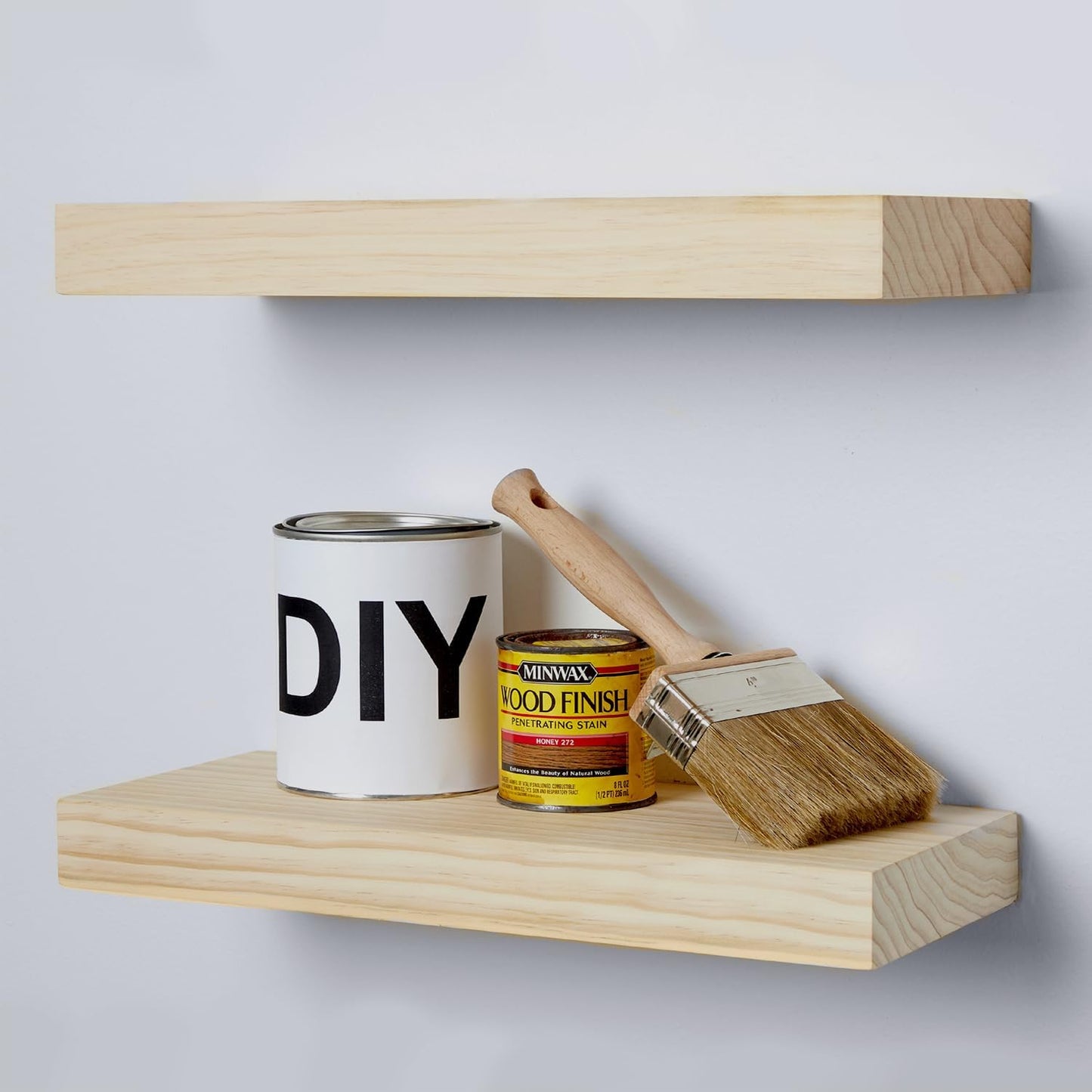 Homeforia 24 inch Wood Floating Shelves, High End Solid Natural Wood 24inch Floating Shelf for Wall, Unfinished Wooden 24 inches Floating Shelves, Heavy Duty Bracket, 24 X 6.5 X 1.75 in, Set of 4