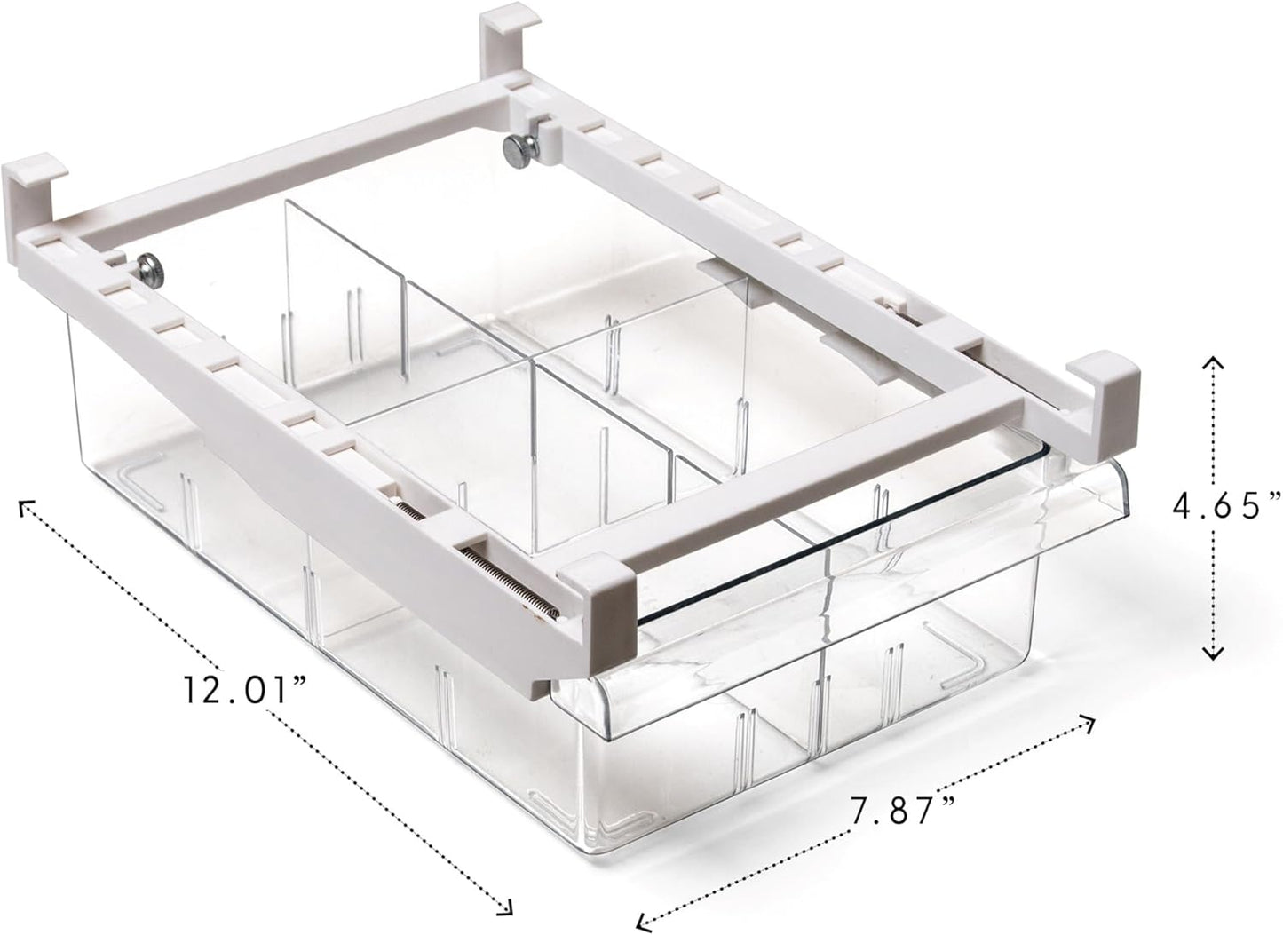 BINO | Pull-out Fridge Organizer | THE HANGER COLLECTION | Fridge Drawer Organizer with 2 Dividers | Clear Pantry Drawer Organizers | Shelf Holder Storage Drawers for Fruits, Veggies & Drinks
