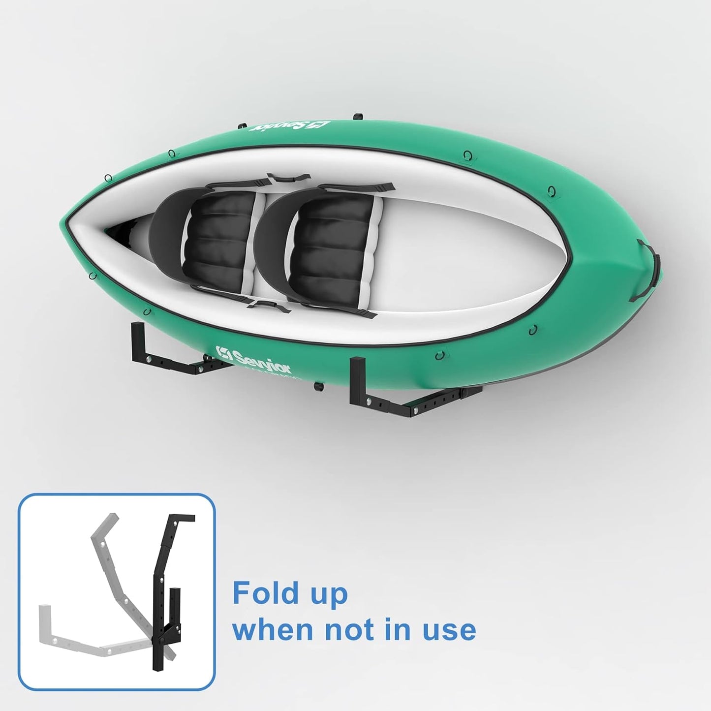 WALMANN Wall Mount Kayak Storage Rack, Kayak Hooks for Garage Wall Hangers for Kayak, Surfboard, Skiis, Snowboard, Paddle Board
