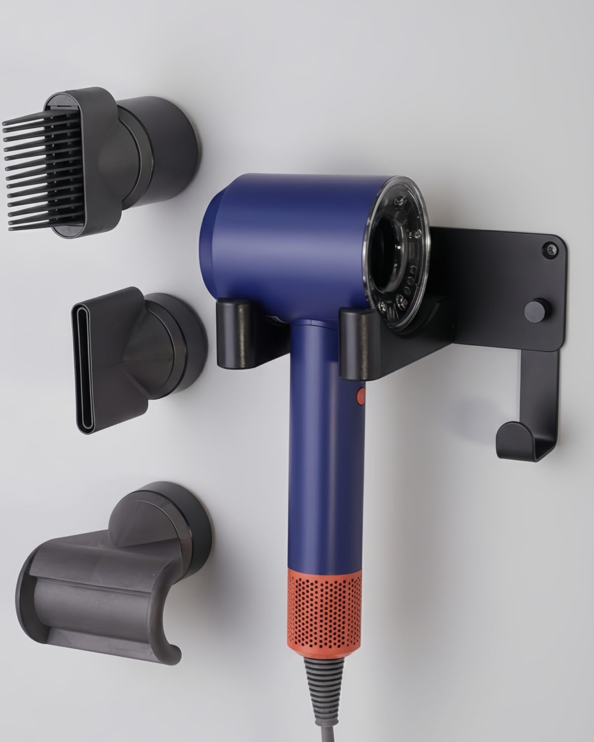 Hair Dryer Holder, Hair Dryer Holder Wall Mounted Self Adhesive Hairdryer Holder forDyson Aluminum Blow Dryer Holder Wall Mounted Black Hairdryer Hanger for Bathroom Black CHOCHOYAH