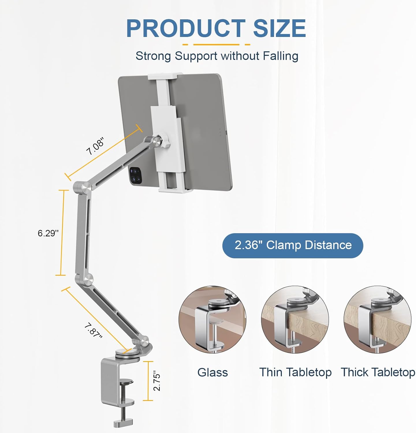 Houele Tablet Stand Holder, Adjustable Foldable Tablet Arm iPad Desk Mount with 360°Rotate Base, Phone Holder iPad Stand for Desk and Bed, Compatible with Tablets, Phones or Other 4-15.6" Device