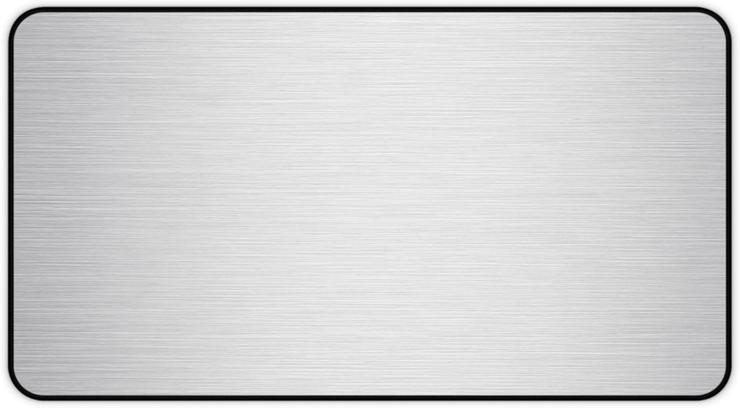 Brushed Metal Texture Desk Mat - Extended Mouse Pad & Desk Pad, Neoprene Surface, Non-Slip Rubber Base, Stitched Edges, Desk Protector for Keyboard & Mouse (Silver, 12x22)