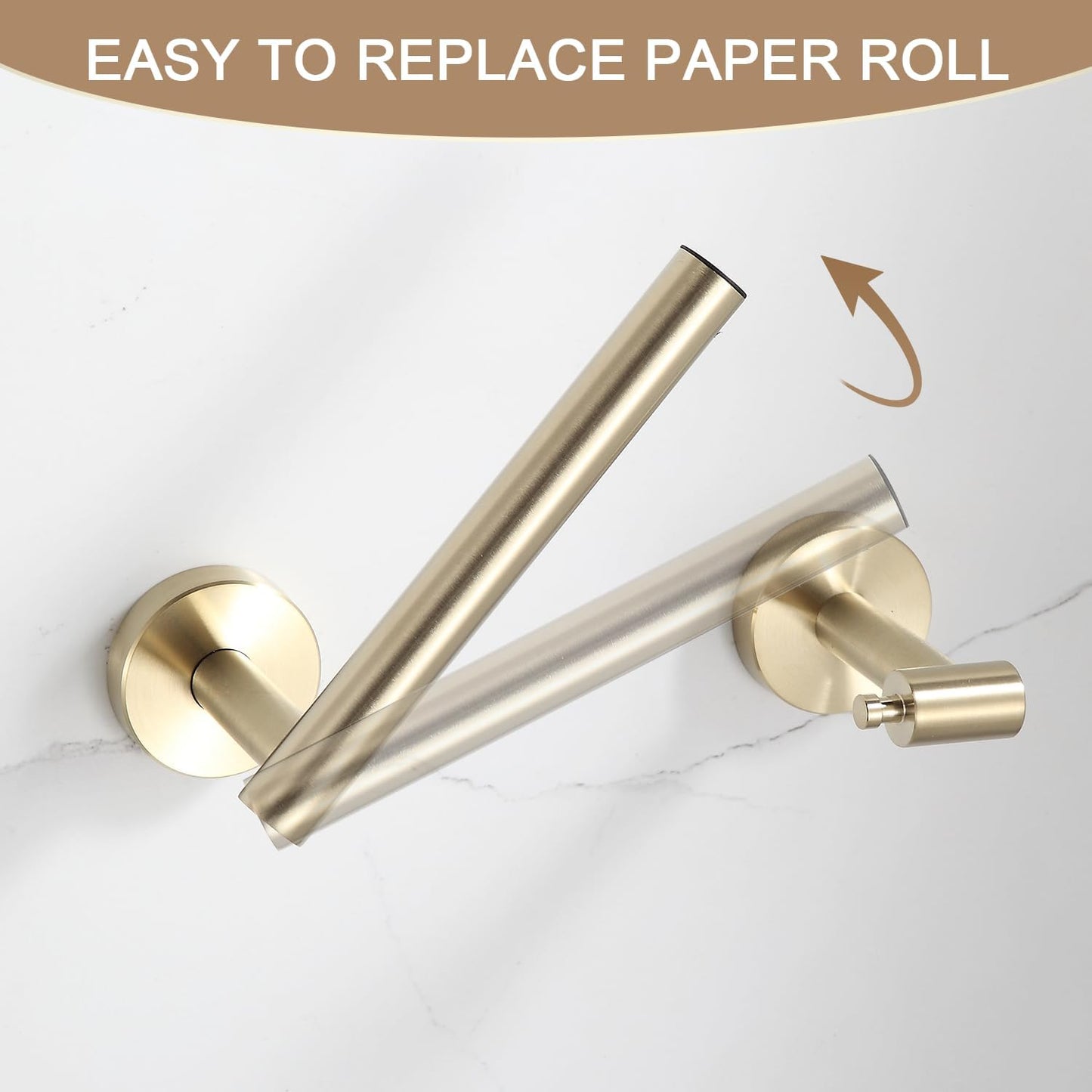 BGL Toilet Paper Holder Brushed Gold Wall Mount, Bathroom Toilet Paper Holder Brushed Nickel SUS 304 Stainless Steel, Double Post Pivoting Toilet Paper Roll Holder for Bathroom RV