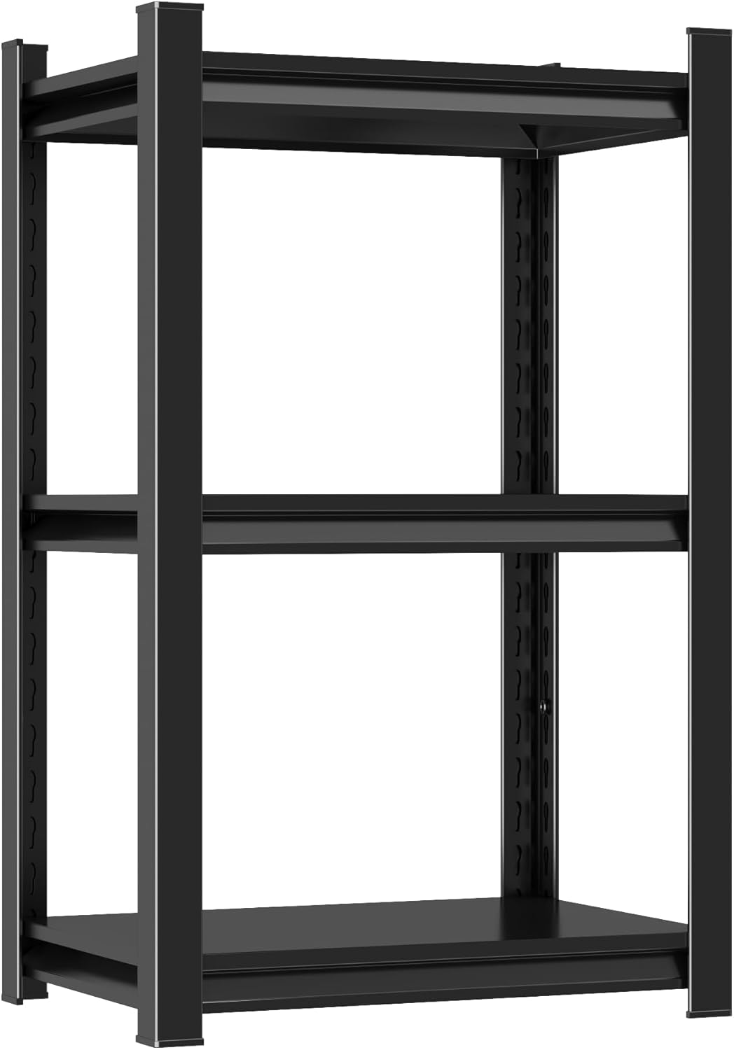 Storage Shelves, Garage Metal Shelving Unit, Adjustable, Double-Layer Column with Reinforced Ribs, Heavy-Duty, Capable of Bearing 600-3600 lbs (Black, 32 * 16 * 12, 3-Tier)