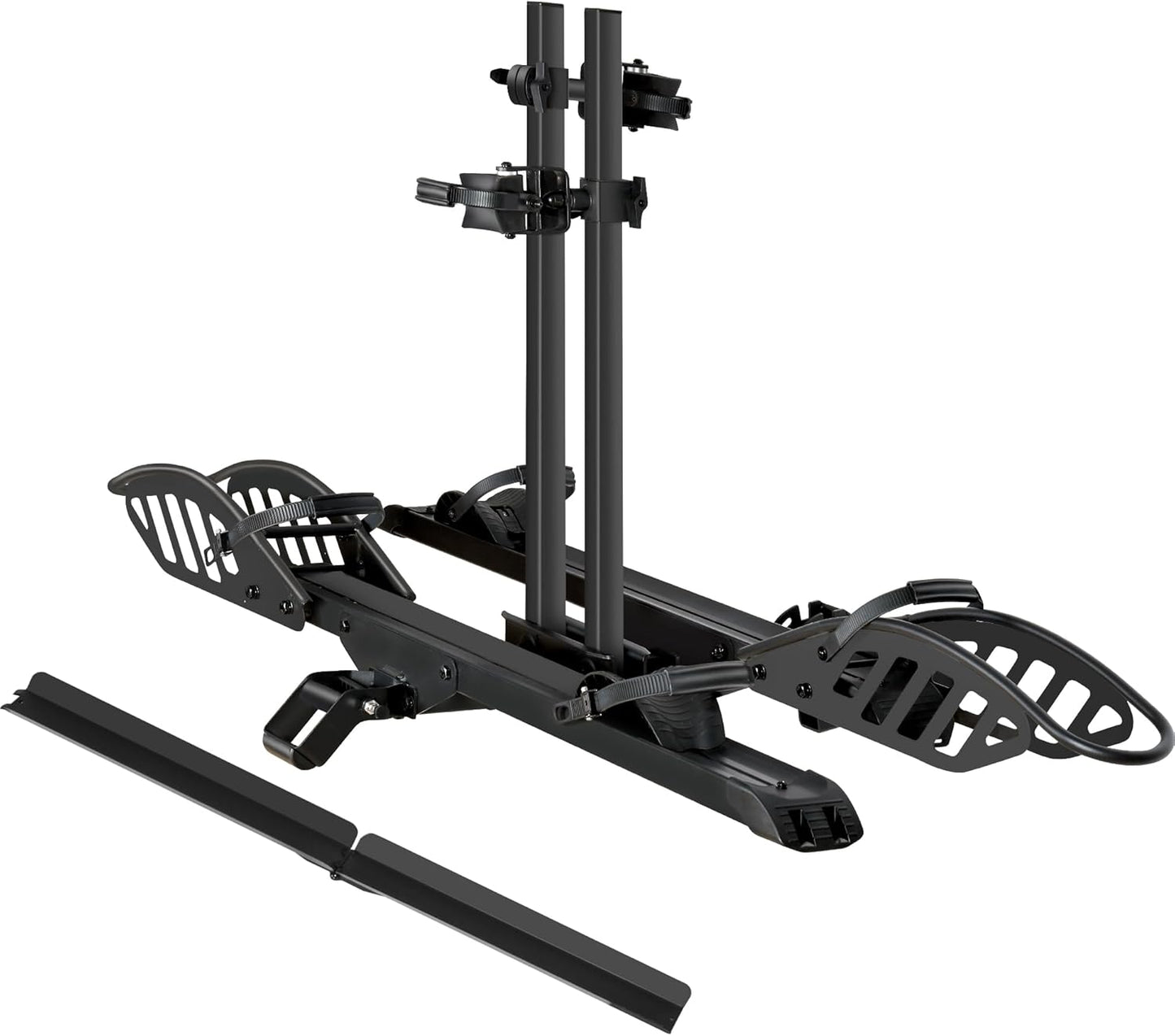 E-Bike Rack with Ramp, Hitch 2 Bike Rack, 200 lbs Capacity Electric Bike Carrier, Foldable Platform Mount for Cars, Trucks, SUVs, Minivans, Up to 5-Inch Fat Tire for 2'' Receiver