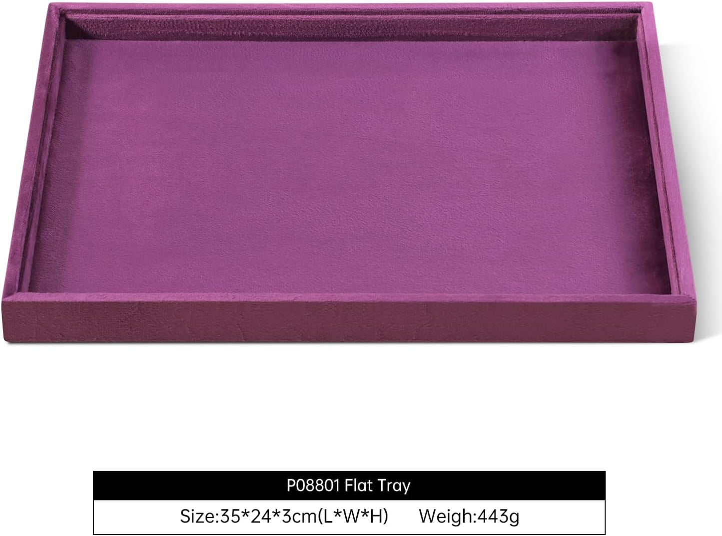 Velvet Stackable Jewelry Display Flat Tray For Ring Earring Necklace Bracelet, Bangle Pendant Storage Blank Plate, Shop Countertop Jewelry Dish Organizer (Purple)