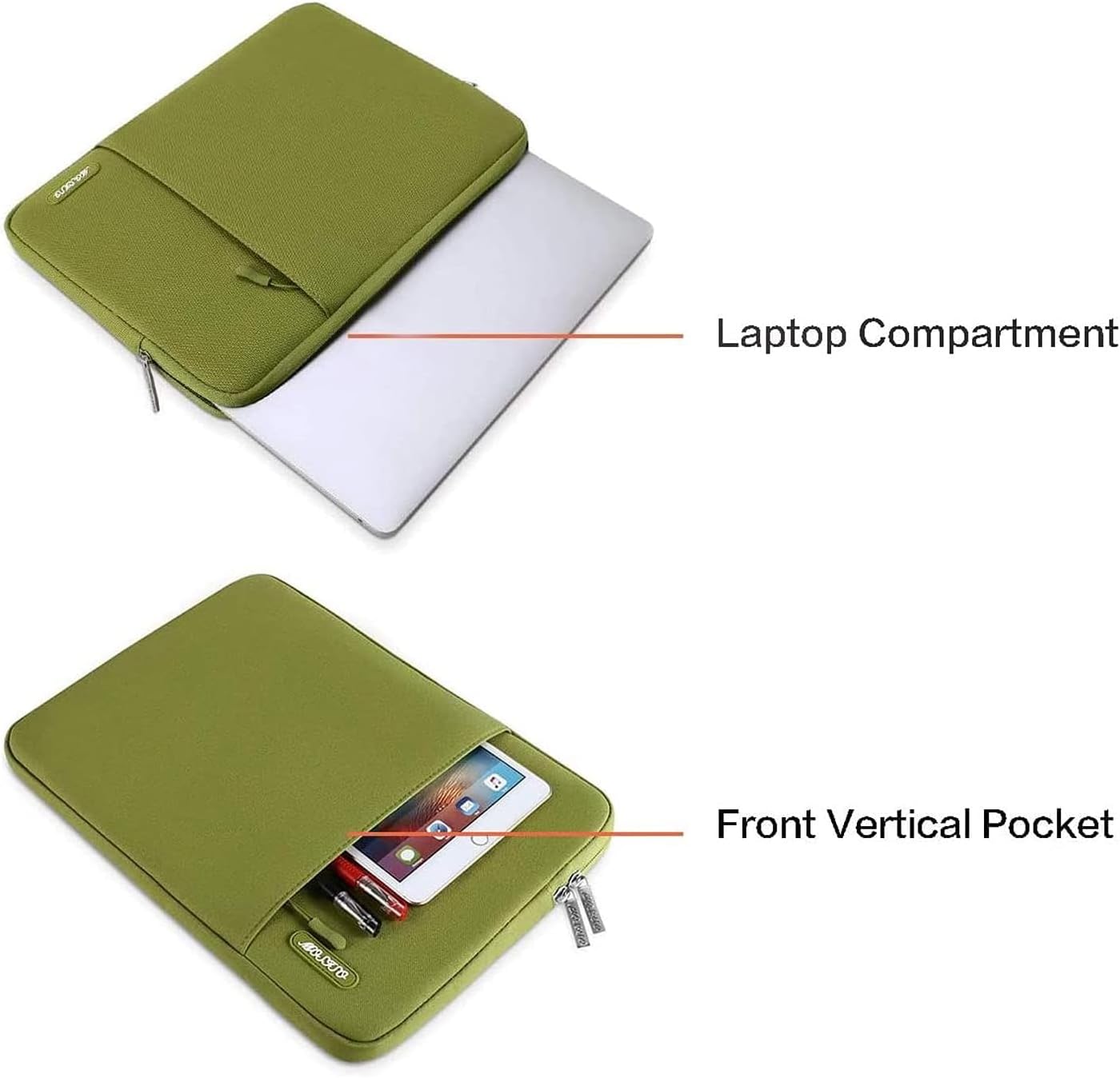 MOSISO Laptop Case 15 inch, 15 inch Laptop Sleeve Compatible with MacBook Air 15 M4 A3241 M3 A3114 M2 A2941 2025 2024 2023,Dell XPS 15,Polyester Vertical Computer Sleeve Bag with Pocket, Chartreuse