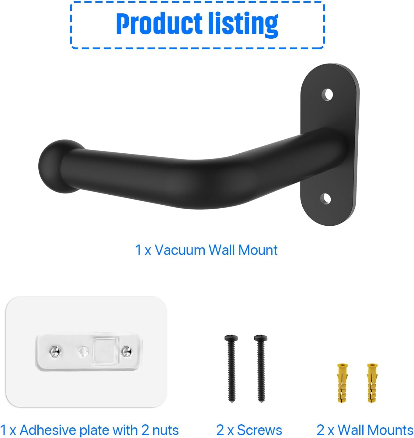 Vacuum Wall Mount Holder, Durable Vacuum Wall Mount, Compatible with Shark IX141 IZ163H IZ361H IZ462H IZ483H IZ562H IZ682H, Ultracyclone CH901 CH951 V10 V11 V12 V15 Outsize Vacuum