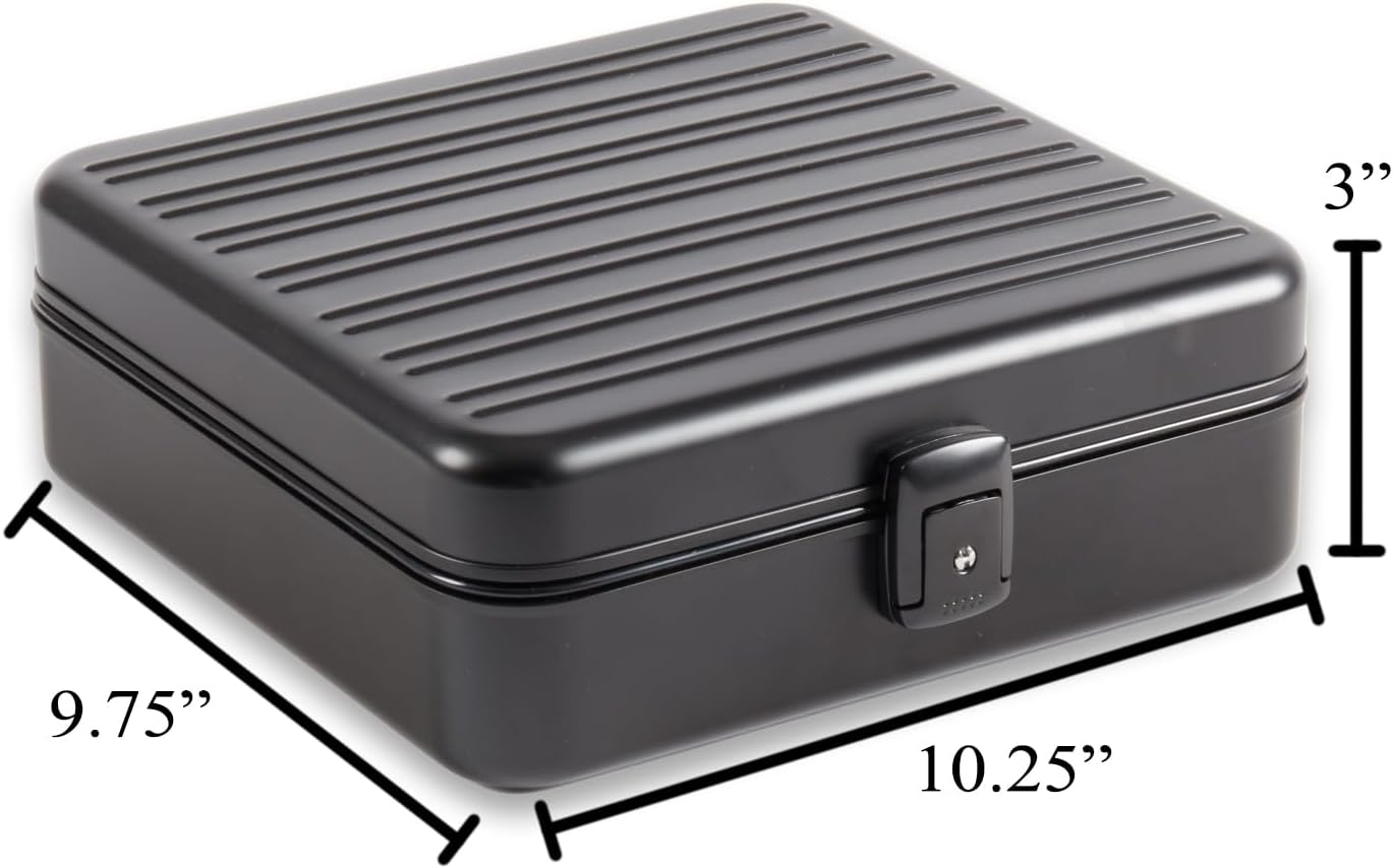 Bey-Berk Personalized Prague Aluminum 9-Slot Watch Case (Matte Black), Locking Travel Metal Watch Box with Quilted Interior, 9.75" x 3" x 10.25"