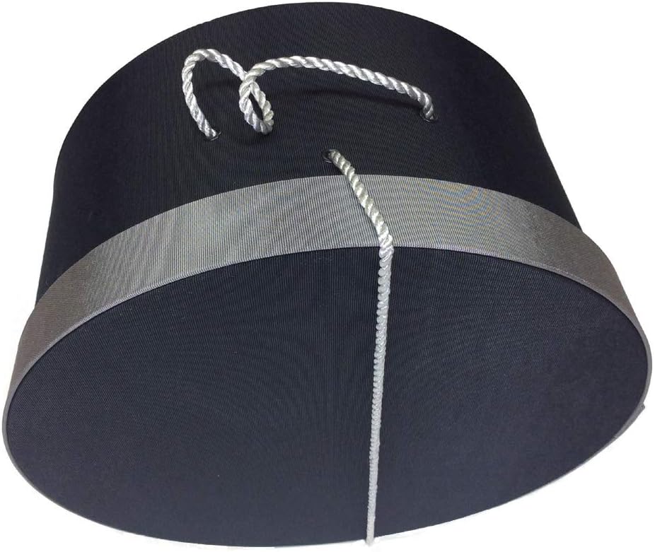 Sarah's Hat Boxes Classic Black/Gray Hat Box – 8.75" x 4.5" (Dia. x Ht.) Handmade in USA – Odorless Non-Toxic Adhesive, Cording Handle – Premium Storage for Hats & Accessories