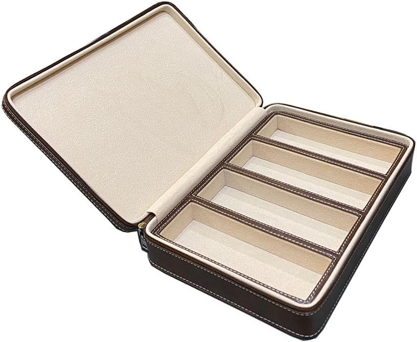 4 Slots PU Leather Eyeglasses Storage Box Sunglasses Box Jewelry Display Case Watch Box for Women Men(4GL-Coffee brown)