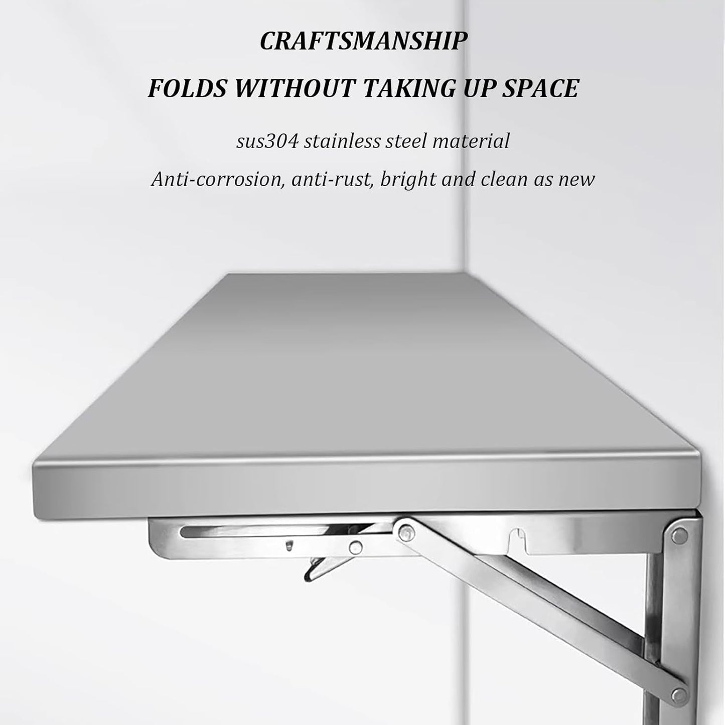 Stainless Steel Folding Wall Shelf,Stainless Steel Wall Mount Folding Table, Wall-Mounted Folding Table,for Laundry Room,Kitchen, Restaurant,Folding Design,Space Saving. (Size : L100*W40cm)