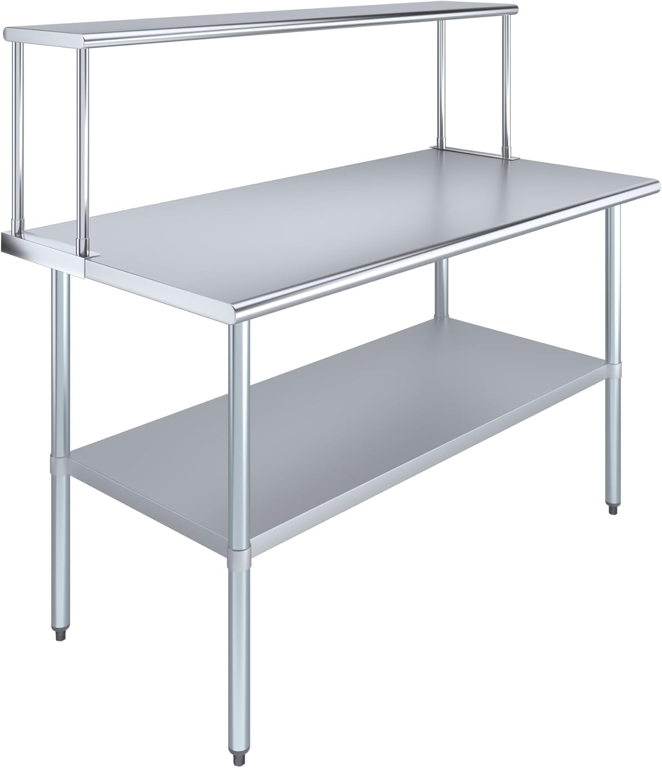 Stainless Steel Work Table with Wide Single Tier Overshelf | Metal Kitchen Prep Table & Shelving Combo (30" x 60" Work Table + 12" Overshelf)