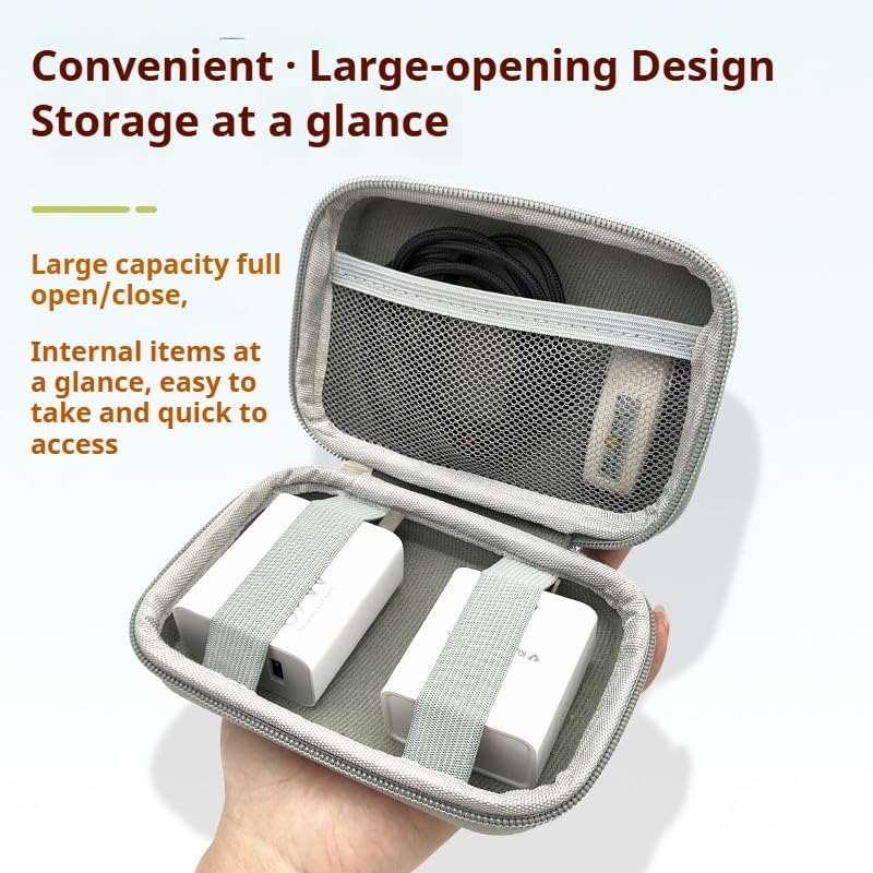 Custom Portable Protection Hard EVA Case – Personalized Logo/Text Travel Pouch for External Battery GPS, Hard Drive, USB Charging Cable – Universal Carrying Bag with Mesh Inner Pocket (Off-White)