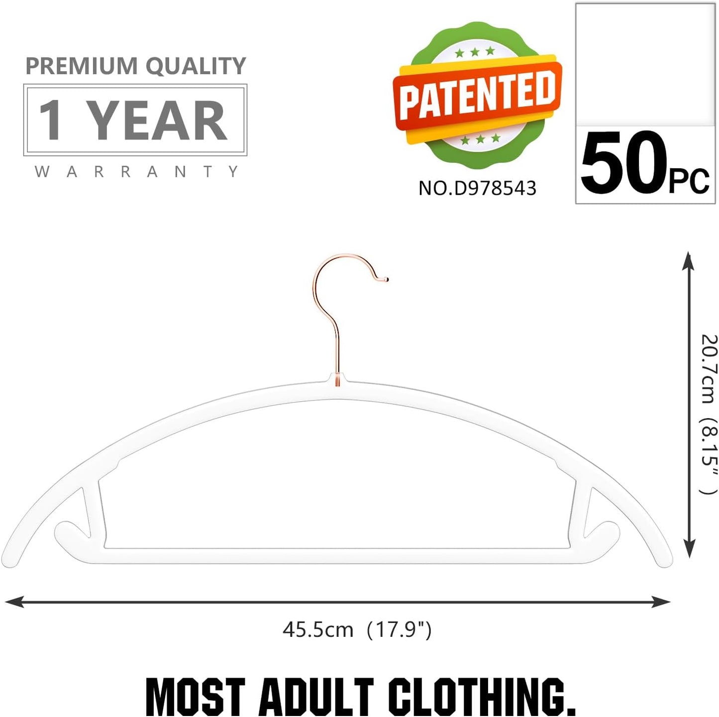 MIZGI Premium Clear Hangers (Pack of 50) Heavyduty-Acrylic No Shoulder Bump Suit Hangers - Space Saving Clothes Hangers,Rounded Hanger for Coat,Sweater,Jackets,Pants