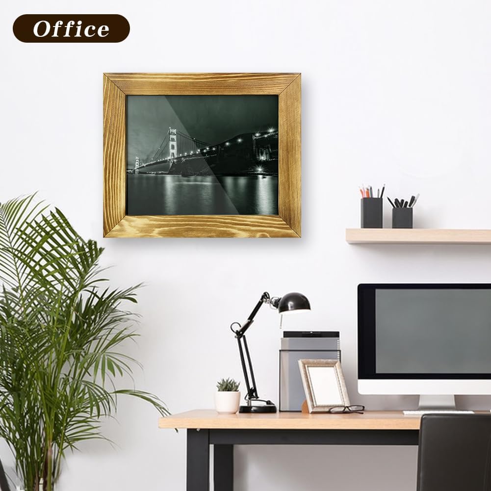 Hidden Gun Storage - Gun Safe Pistol Storage, 11"x14" Matted to 8"x10" Concealment Furniture Secret Decor Solid Wooden Handgun Picture Frames Box