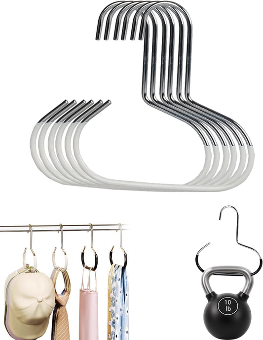 Durable Steel Hangers: Maximize Closet Space with Versatile Storage, Multifunctional Steel Hangers, Heavy Duty Closet Organizer Hooks for Hats, Scarves, Belts, Ties, Bra, Anti-Slip (Gray, 6 PCS)