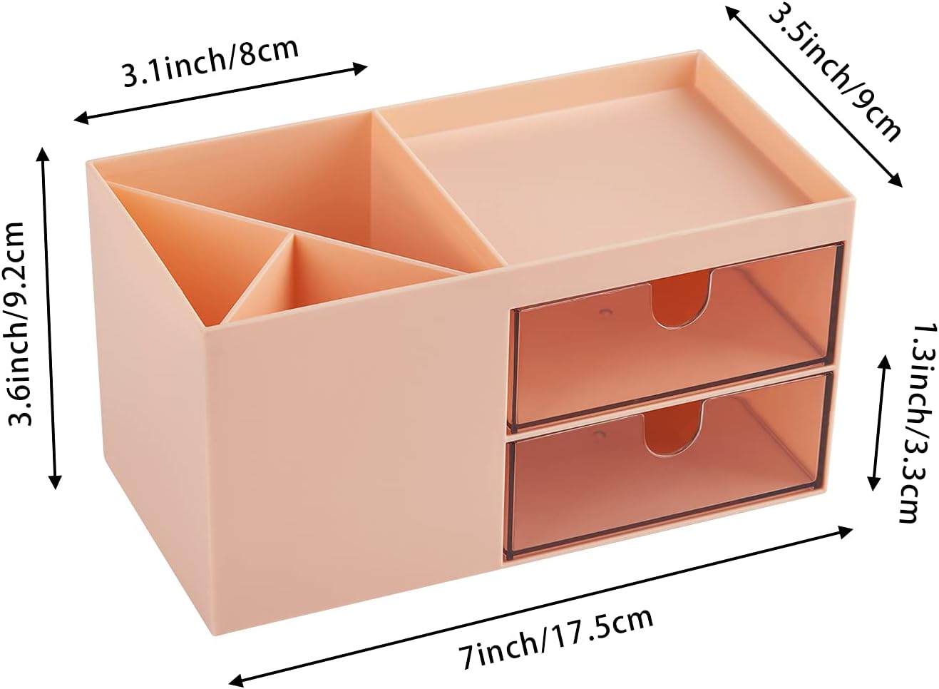 LETURE Office Desk Organizer with drawer, Office Supplies and Desk Accessories, Business Card/Pen/Pencil/Mobile Phone/Stationery Holder Storage Box (Pink)