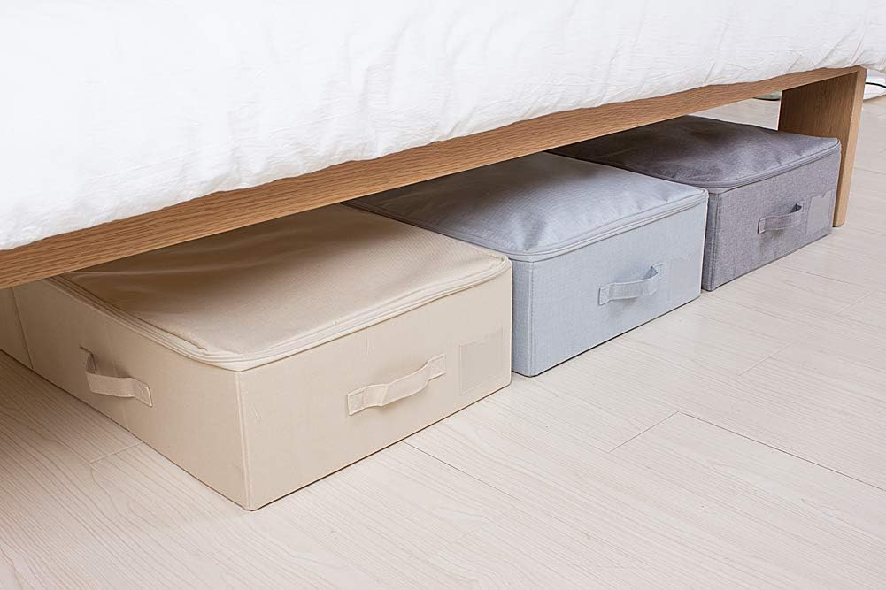 iwill CREATE PRO Pack of 2, 39.4"X16.9"X7" Ultra-Length Foldable & Washable Underbed Storage Organizer Containers for Clothing, Shoes, Bedding - Ideal for Bedroom, College Dorm (Beige)
