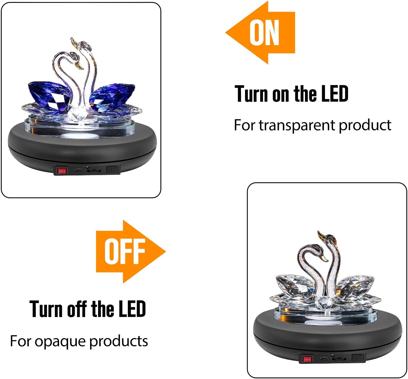 JAYEGT Motorized Rotating Display Stand with 5 Color LED Light , 10 inch /55lbs Load, 360 Degree Electronic Turntable Display Stand for Photography Products Shows, Jewelry, Watch, 3D Models, Cake