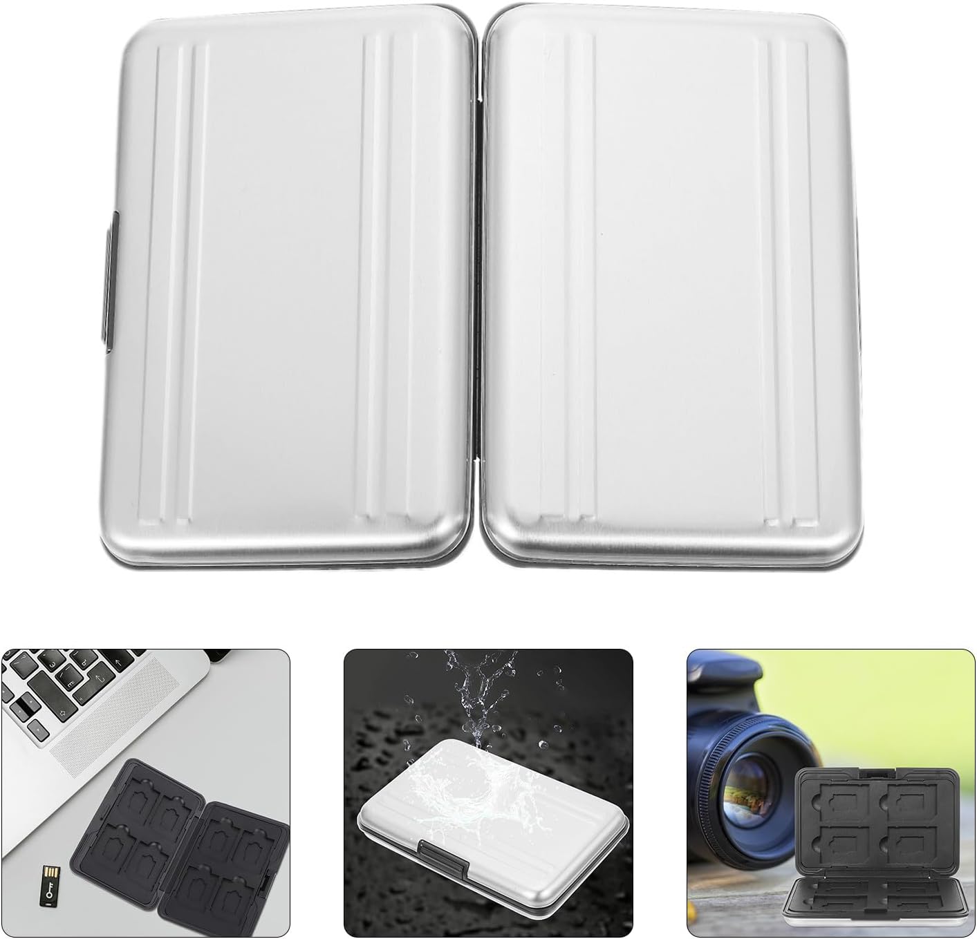 Memory Card Storage Box Case Holder Slots with TPU Inner Bracket Portable Organizer for Micro and Cards Travel Protection Silver Gray