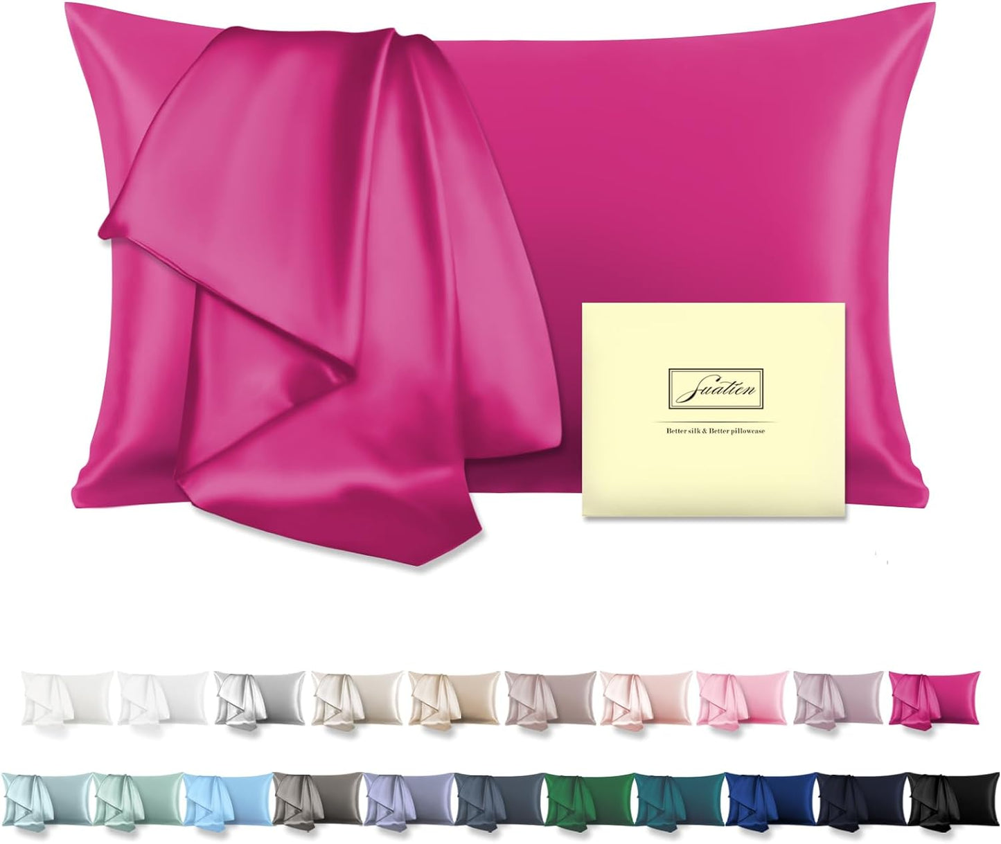 Mulberry Silk Pillow Cases for Hair and Skin Queen Size Silk Pillowcase with Zipper Soft Breathable Smooth Cooling Satin Silk Pillow Covers for Sleeping (Hot Pink,20"X 30",1Pcs)
