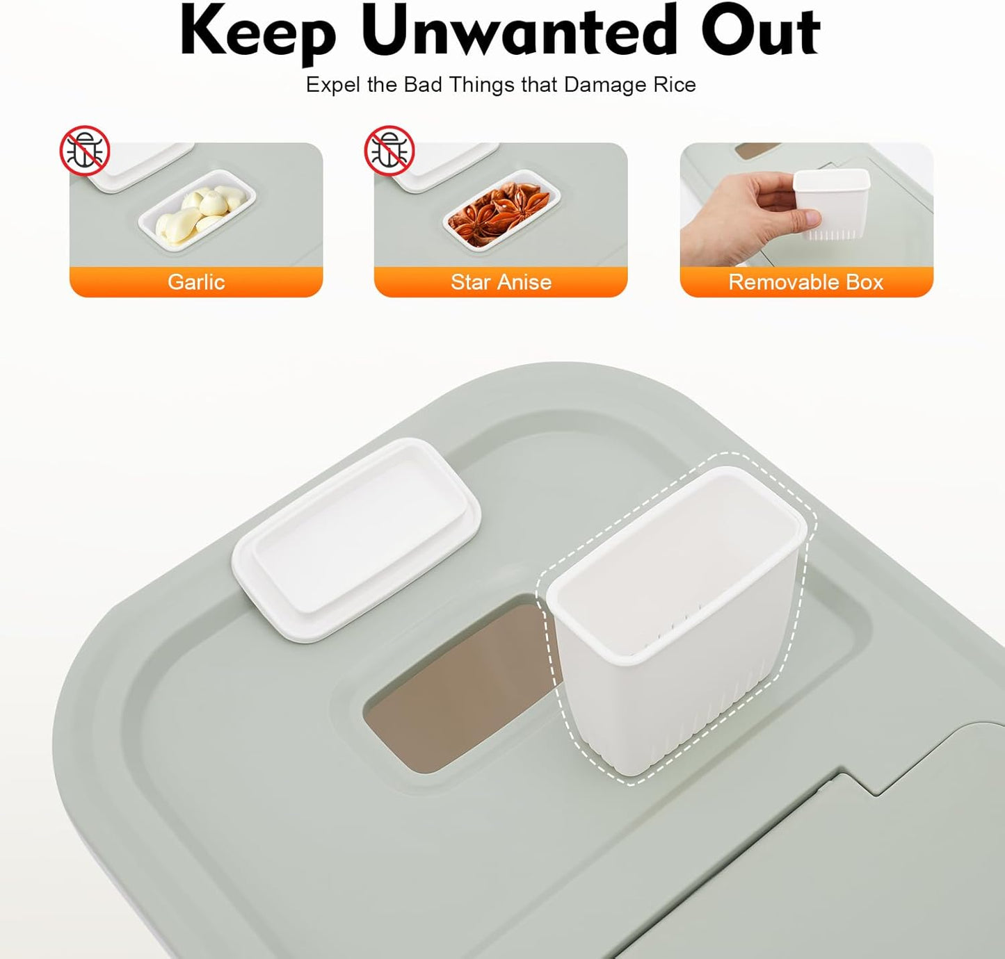 Large Storage Container 22lbs Rice Dispenser Large Rice Cereal Storage Flour Container, Rice Dispenser, Airtight Container For Food