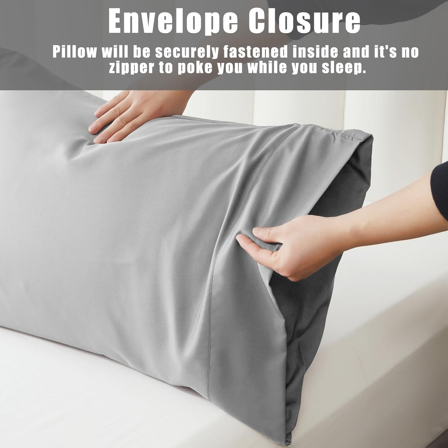 TELUS Pillow Cases King Size 2 Pack, Bamboo Rayon Cooling Pillowcases with Envelope Closure, Cool Breathable Pillow Case for Hot Sleepers & Night Sweats, 20x40 inch, Sliver Grey