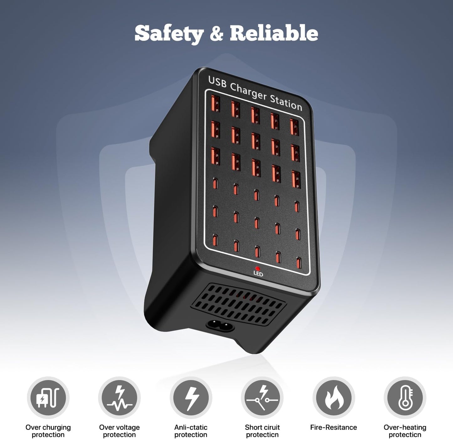 USB C Charging Station,150W 30 Ports USB C Charger【15USB-C + 15USB-A】,Multiple Devices Charger Compatible with Samsung/iPhone/iPad/Google Pixel/Tablets and Other USB Electronics
