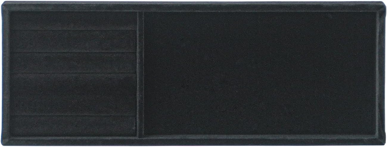 Divided Drawer Organizer - Velvet Jewelry Storage Tray for Necklace, Bracelet, Ring, Earring Display - Bedside Nightstand Desk Holder for Phone, Watch, Sunglasses, Cosmetics Storage - Black, 2 Grid