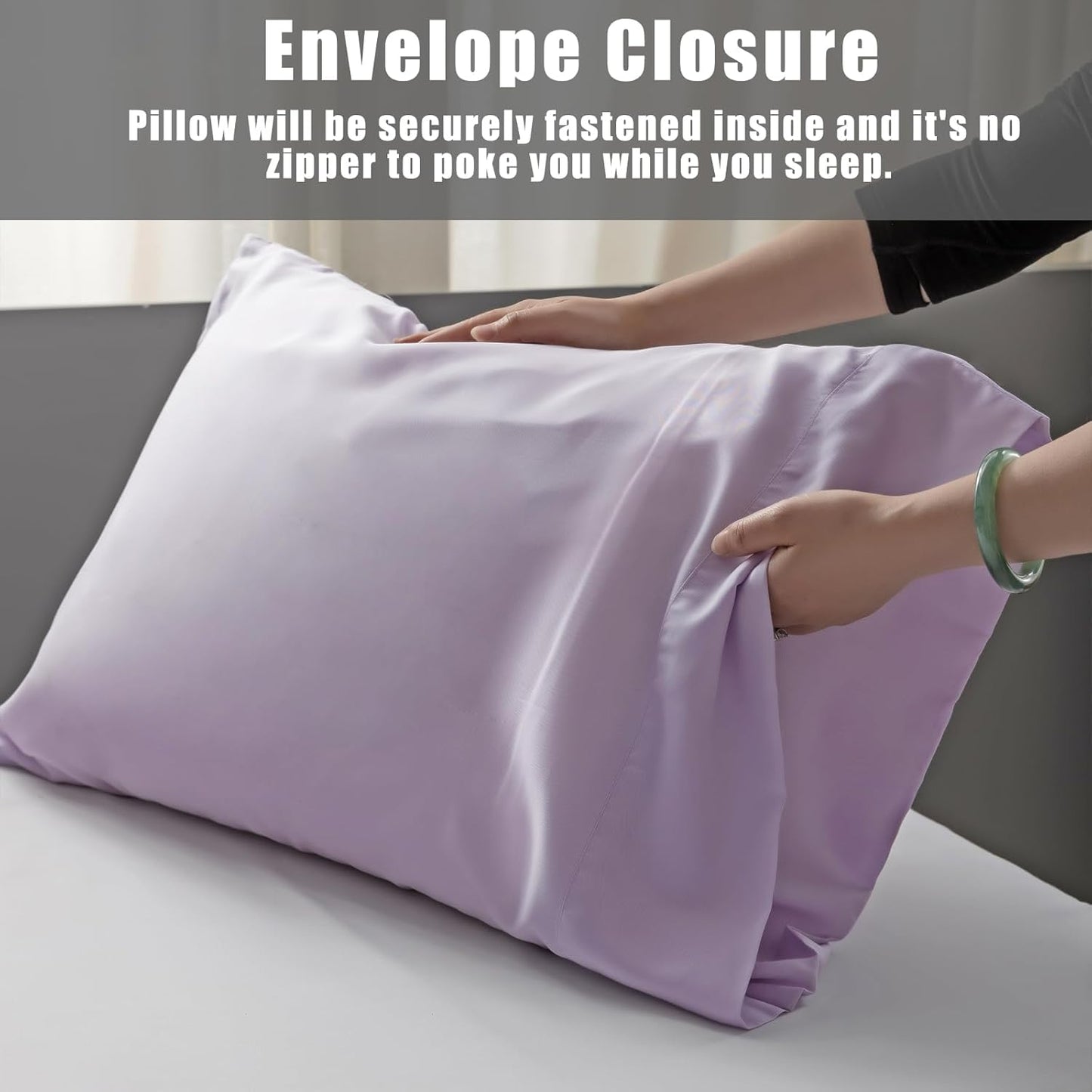 TELUS Pillow Cases Queen Size 2 Pack, Bamboo Rayon Cooling Pillowcases with Envelope Closure, Cool Breathable Pillow Case for Hot Sleepers & Night Sweats, 20x30 inch, Purple