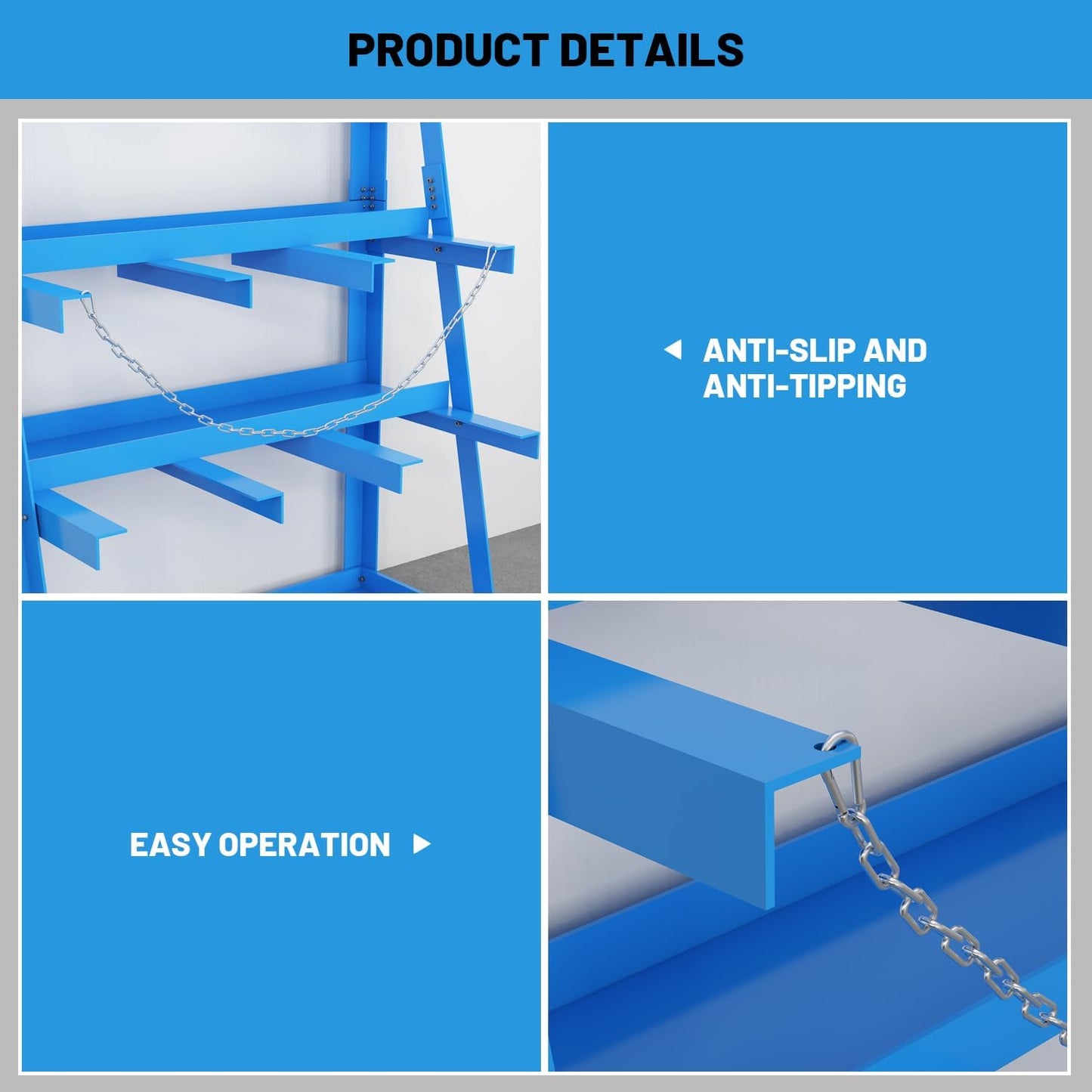 Vertical Bar Rack, 3000 Lbs Weight Capacity, Steel Bays Long Parts Storage Rack, Lumber and Metal Garage Organizer, Heavy Duty Pipe Organizer for Shop Basement