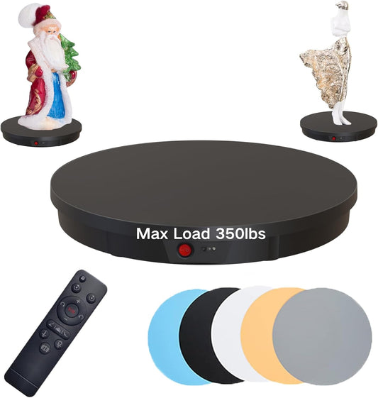 JAYEGT Motorized Rotating Display Stand, 360 Degree Electric Rotating Potography Turntable for Products Display，Live Video Show, Remote Control Angle, Speed (Black/ 20.5inch /330Lbs Load/Wired)